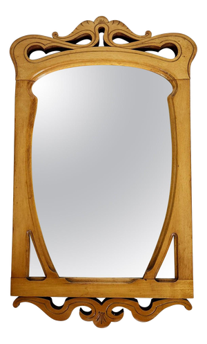 Vintage Beige Wooden Table Mirror, France, 1920s