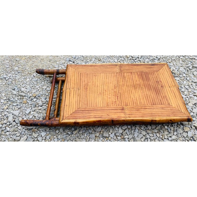 Brown Vintage Coastal Bamboo and Rattan Folding Table For Sale - Image 8 of 10