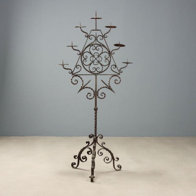Wrought Iron 7-Flame Torchlight For Sale - Image 9 of 9