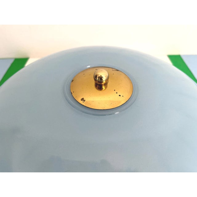 1940s Blue Scalloped Flush Light For Sale - Image 11 of 17
