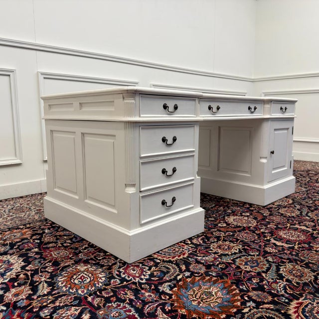 Classic English White Desk with Desk Chair, Set of 2 For Sale - Image 5 of 18