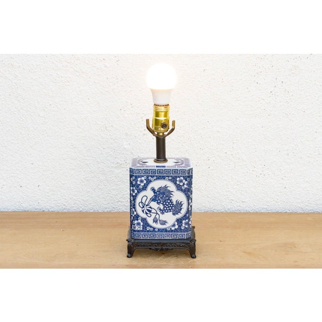 Antique Celestial Kirin Blue & White Petite Lamp For Sale In Los Angeles - Image 6 of 8