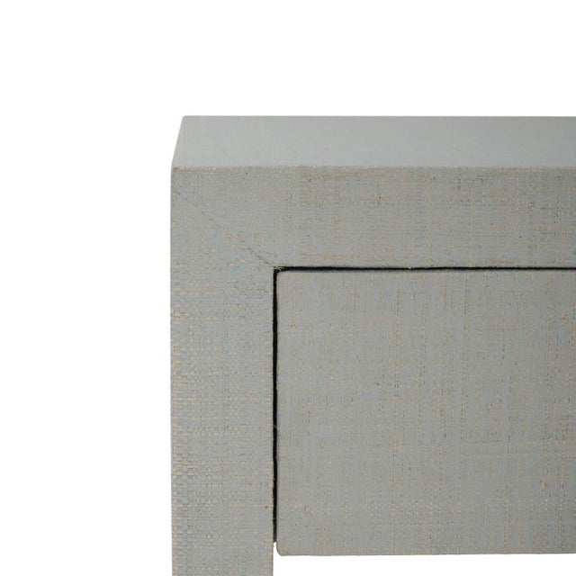Pair of Pale Blue Wash Raffia Wrapped Nightstands For Sale - Image 10 of 12