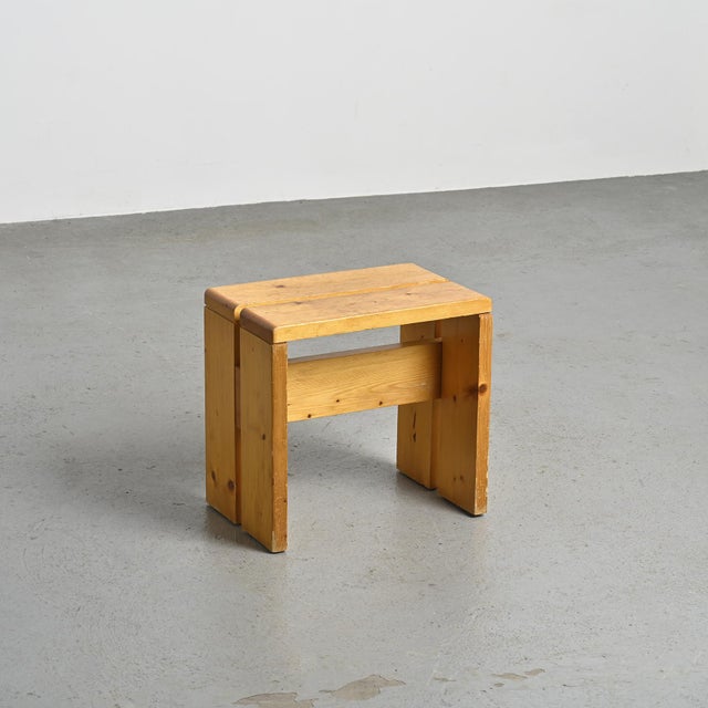 Vintage Pine Stool from Les Arcs, 1970s For Sale - Image 6 of 10