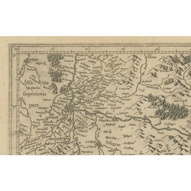 Paper Map of Zurich and Basel Region by Mercator, 1600 For Sale - Image 7 of 11