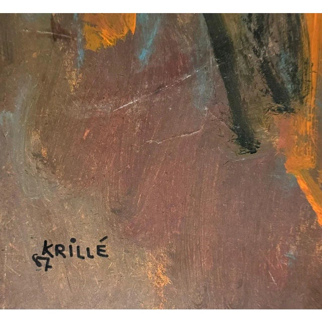Gold Jean Krillé, Landscape 104, Oil on Masonite, 1987 For Sale - Image 8 of 10