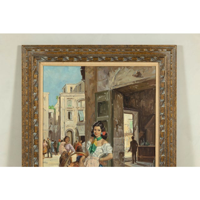Oil Painting of an Italian Woman in a Market Scene Signed G. Graziani For Sale In New York - Image 6 of 12