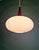 Vintage Pendant Light in White Opaline and Teak, 1960 For Sale - Image 4 of 12