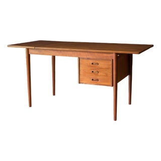 Danish Teak Arne Vodder Drop-Leaf Extendable Sliding Desk For Sale