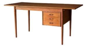 Danish Teak Arne Vodder Drop-Leaf Extendable Sliding Desk