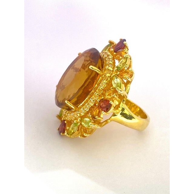 Bochic "Orient" Vintage Citrine, Peridot & Rhodolite Ring Set In 18K Gold & Silver For Sale In New York - Image 6 of 18