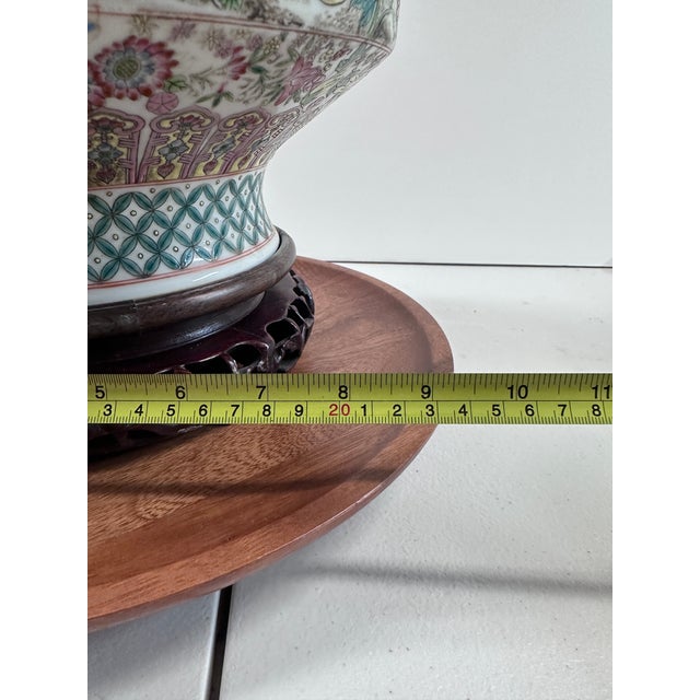 Large 18" Chinese Famille Rose Porcelain Vase With Dragon Handles & Peacocks For Sale - Image 12 of 12