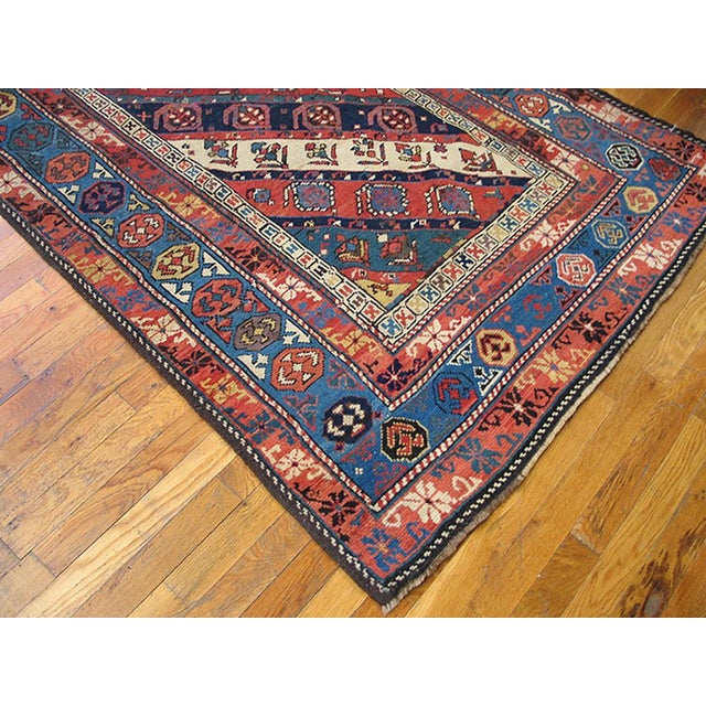 1890s Multicolor Paisley Antique Caucasian Moghan Rug 3'9" X 8' Handknotted Wool Carpet For Sale - Image 4 of 4