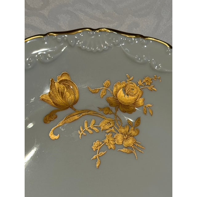 1950's Limoges France Plate With Gold Roses For Sale In Los Angeles - Image 6 of 9