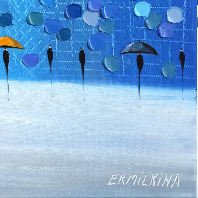 Blue Whispers in Blue - Abstract Figurative Landscape Textured Impasto Oil Painting by Ekaterina Ermilkina For Sale - Image 8 of 8