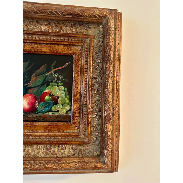 Traditional Vintage Framed Oil Painting on Canvas Still Life For Sale - Image 3 of 10