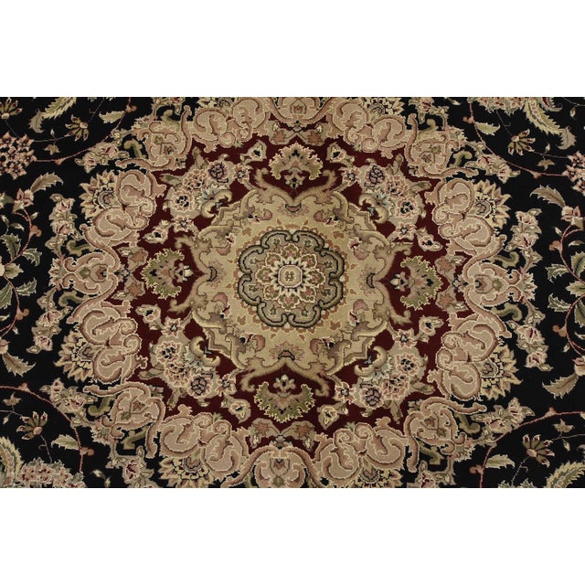 Tabriz Rug 10’2” X 14′ Black Wool/Silk Traditional Hand-Knotted Carpet For Sale In Philadelphia - Image 6 of 15