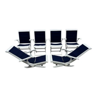 1960s Mid-Century Modern Garden or Patio Chairs by French Maker Triconfort 6 Piece For Sale