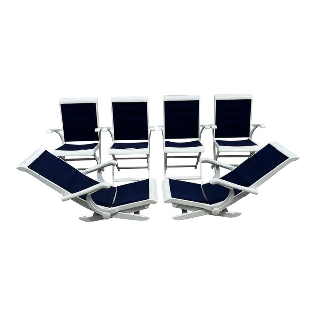 Mid-Century Modern Dining or Patio Chairs by French Maker Triconfort 6 Piece For Sale