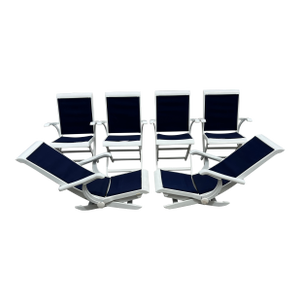 Mid-Century Modern Dining or Patio Chairs by French Maker Triconfort 6 Piece