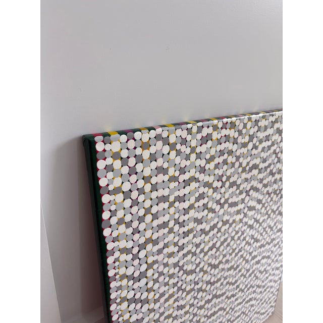 Mid-Century Modern Vintage Abstract, Expressionist, Op Art, MCM Painting on Canvas, Peter C. Petersen, 2000 For Sale - Image 3 of 11