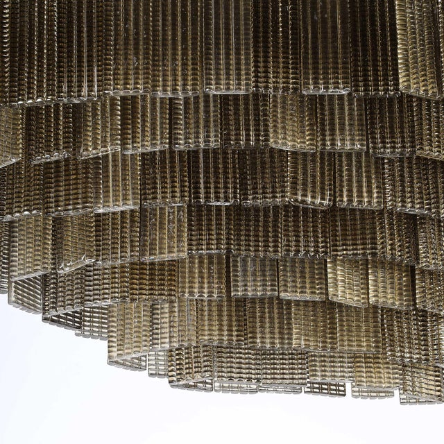 Modernist Hand-Blown Murano Glass 6-Tier Oblong Reeded Paneled Glass Chandelier For Sale - Image 10 of 18