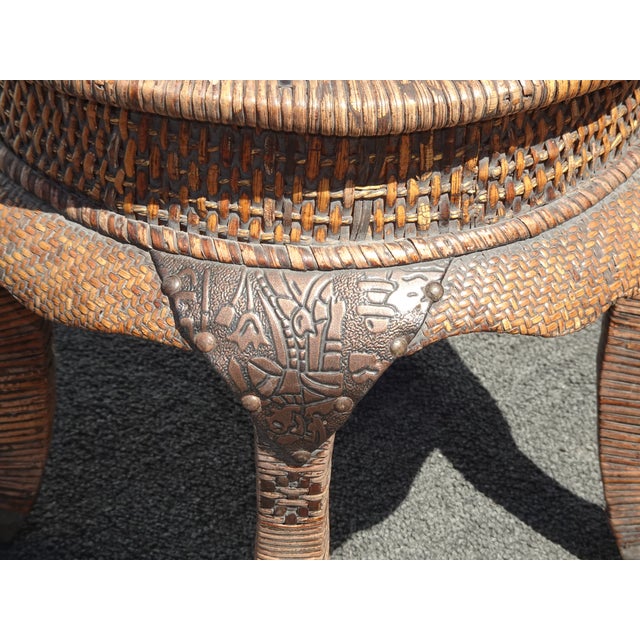 Vintage Mid Century Wicker End Table Side Table For Sale - Image 9 of 16