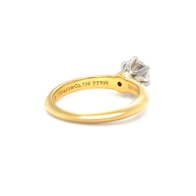 Tiffany and Co. Tiffany & Co. 18ct Yellow Gold Diamond Engagement Ring 0.78ct 3.7g, Size 4.75 For Sale - Image 4 of 9
