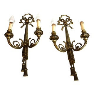 Gilt Bronze Wall Sconces, Set of 2 For Sale