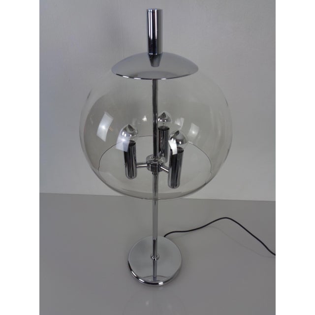 Glass and Chrome-Plated Ball Table Lamp, Italy, 1960s For Sale - Image 10 of 16