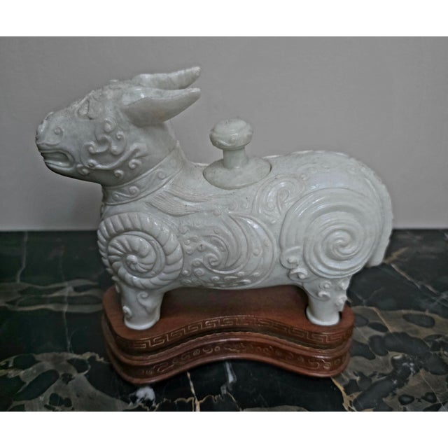 Chinese Late 19th Century Chinese Carved White Jade Horse/Ox Incense Burner For Sale - Image 3 of 5