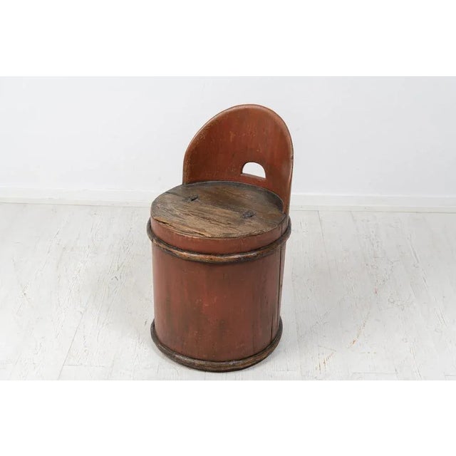 Wood Antique Swedish Folk Art Stump Chair For Sale - Image 7 of 10