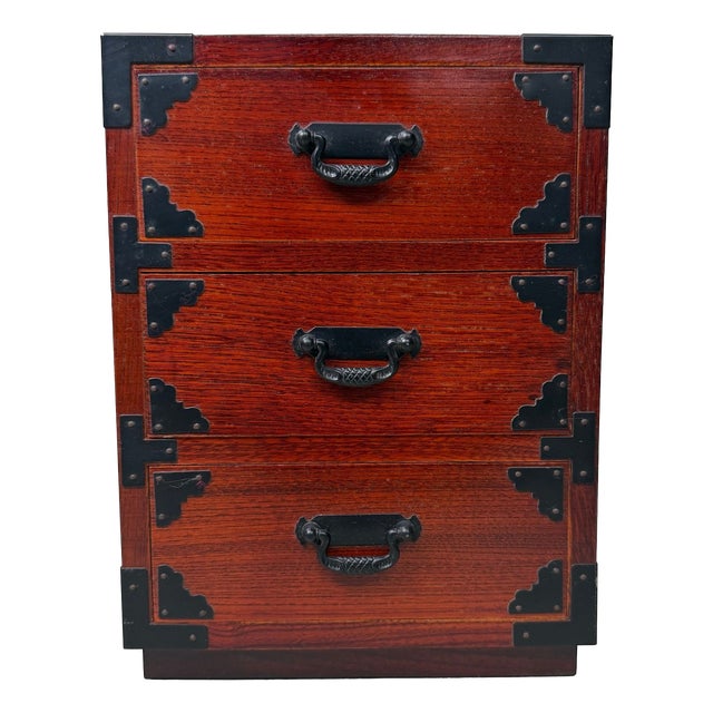 Vintage Japanese Mini-Tansu Cabinet with Three Drawers, 1980s For Sale