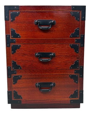 Vintage Japanese Mini-Tansu Cabinet with Three Drawers, 1980s