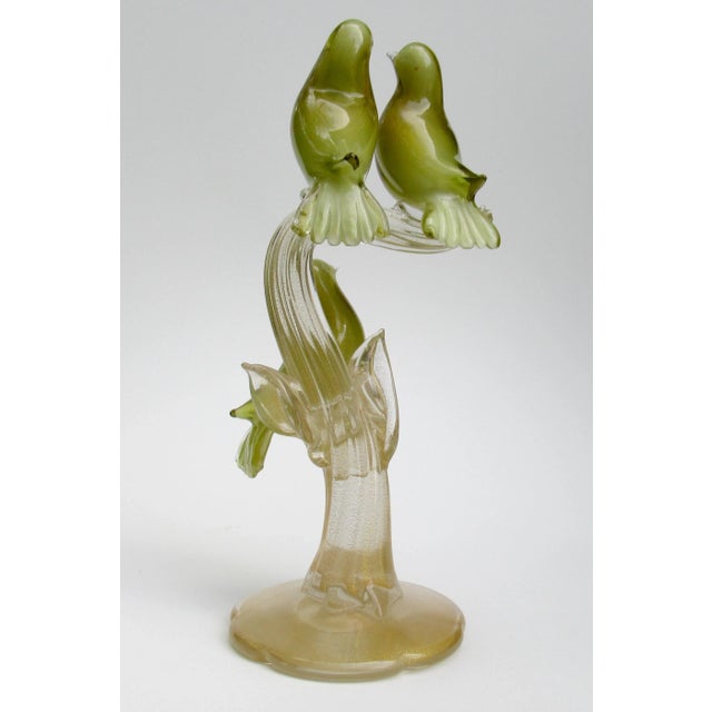 1950s C.1950's Salviati Italian Hand-Blown Murano Trio of Birds Perched on a Tree Limb Branch For Sale - Image 5 of 13