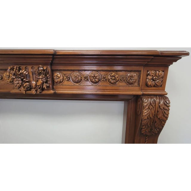 French French Louis XVI Style Hand-Carved Limewood Fireplace Mantel For Sale - Image 3 of 12