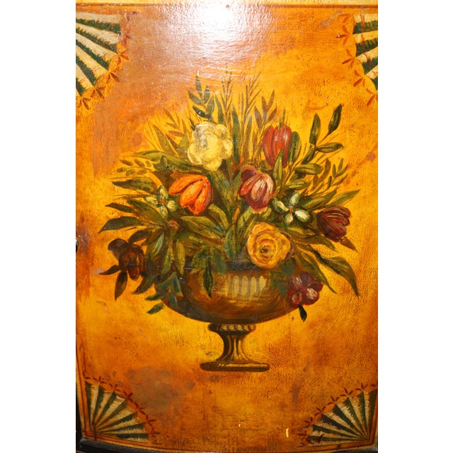 Goldenrod Pair of Paint Decorated Continental Demilune Italian Commodes Consoles For Sale - Image 8 of 12