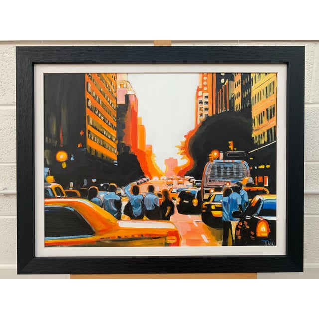 Figures at Manhattan Henge Sunset New York City by Leading British Urban Artist, 2014 For Sale - Image 11 of 13