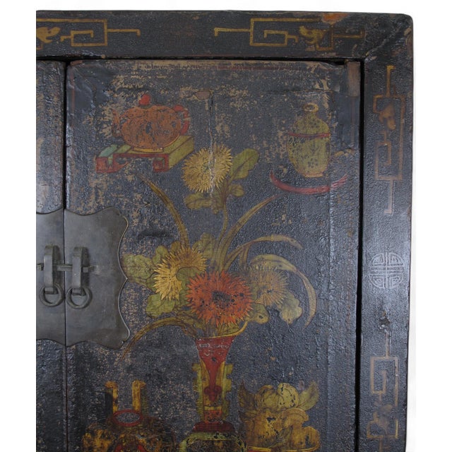 Hand Painted Antique Chinese Cabinet 2 For Sale - Image 4 of 12