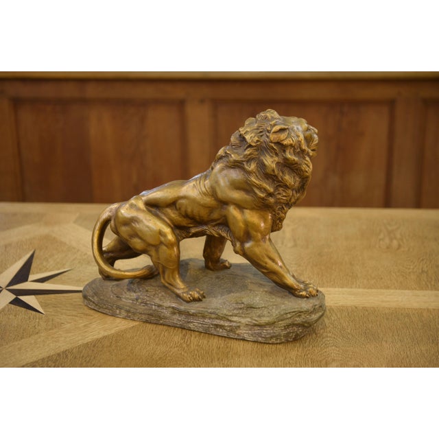 Gold A. Fagotto, Lion Sculpture, 1920s, Terracotta For Sale - Image 8 of 12