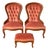 19th Century Louis-Philippe Style Armchairs and Pouf in Pink Velvet, Set of 3 For Sale