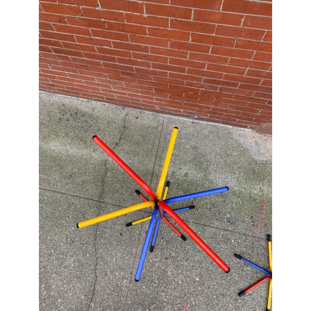 1980s Italian Bent Metal Primary Color Coat Rack For Sale - Image 9 of 9