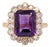 3.1Ct Amethyst Ring With Diamond Accents: Solid 14k Gold, Emerald Cut 11x8mm, Size 6.75 For Sale