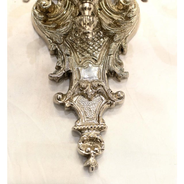 Regency Silver Bronze Wall Lights, Set of 2 For Sale - Image 6 of 16
