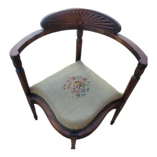 Antique Needlepoint Corner Chair For Sale