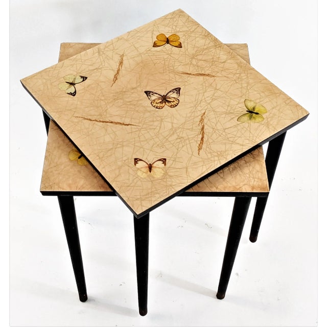 Mid-Century Modern Pair of Vintage Retro Artex-Green Corp Butterfly Stacking Tables For Sale - Image 3 of 13