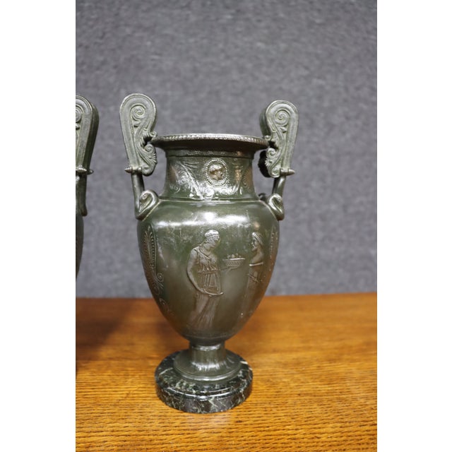 Bronze Circa 1850 Italian Neoclassical Bronze Grand Tour Urns, Pair For Sale - Image 8 of 11