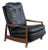 1950s Milo Baughman Walnut Black Recliner Lounge Chair For Sale