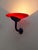 Postmodern Wall Lamps in Red and Yellow Satin Glass with Black Lacquered Metal Structure, Italy, 1980, Set of 2, in...