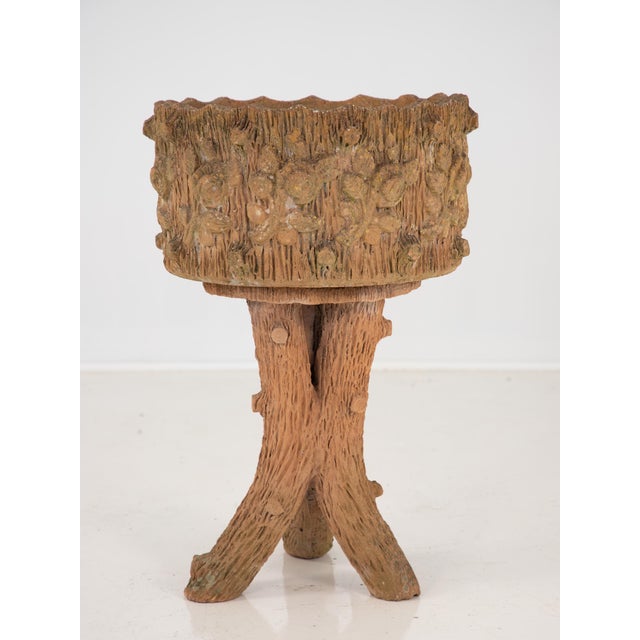 Terra Cotta Faux Bois Terracotta Planter For Sale - Image 8 of 10